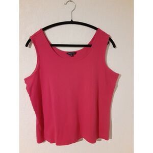 Lands' End Women's Sleeveless Tank Top Shirt Large Pink 100% Cotton Stitch